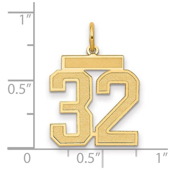 14k Yellow Gold, Jersey Collection, Medium Number 32 Pendant - Picture 2 of 3